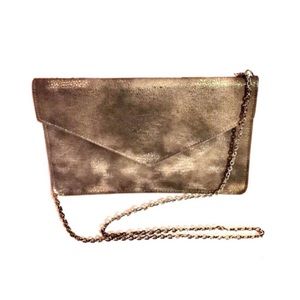 Urban Expressions Distressed Metallic Envelope Clutch with Chain